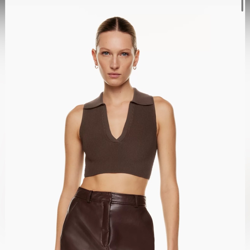Aritzia Babaton Sculpt Knit Polo Top - Picture 3 of 11